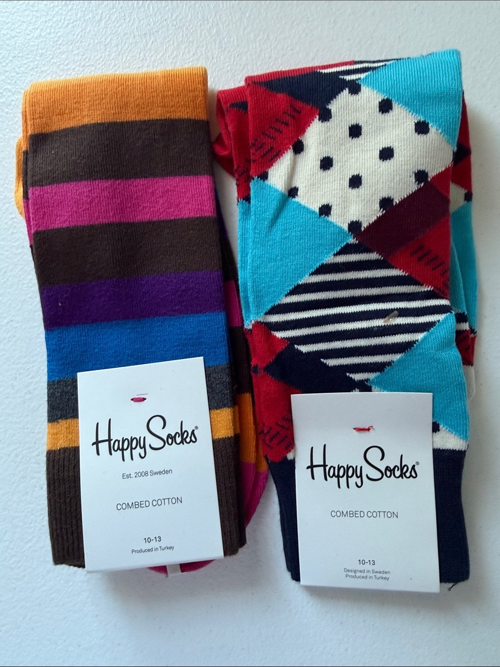 Happy Socks Men’s Colorblock & Geometric Cotton Socks - Multicolor